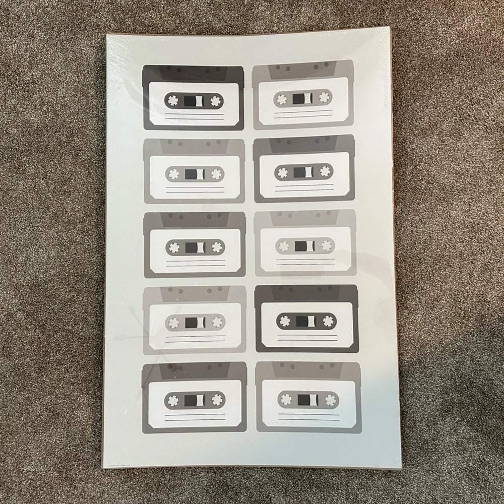 Black and White Cassette Tape Poster 24x36